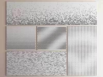 Abstract Decorative Panels With Multiple Dot Patterns Gradient And Wavy Designs 3d model