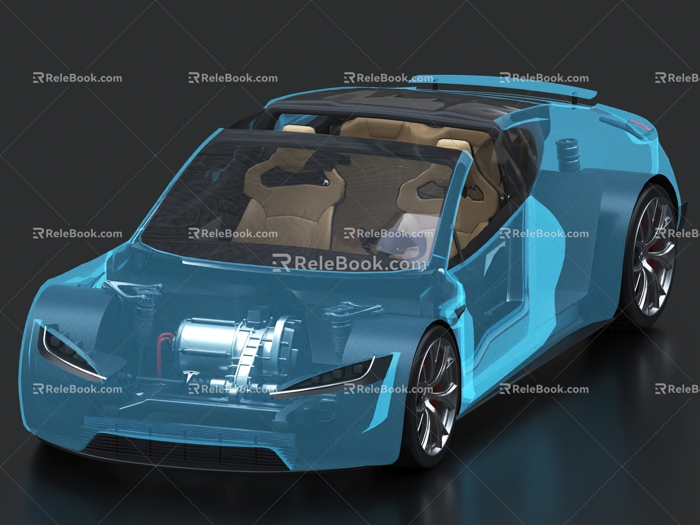 Car technology sense car sci-fi car car structure translucent car Tesla sports car 3d model