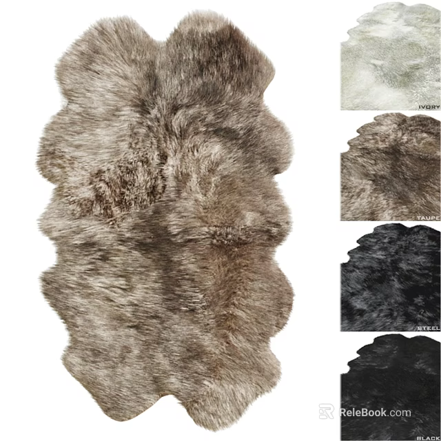 Square Fur Rug with Soft Fur Material in Multiple Colors for Home Decor 3d model 
