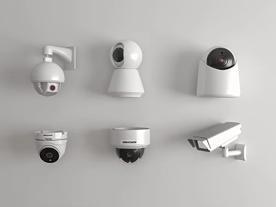 Projection Monitoring Surveillance Cameras With Various Types And Modern Designs 3d model