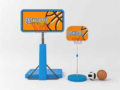 Kids and Adult Basketball Hoop Sports Equipment with Adjustable Stand and Balls 3d model