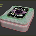 White Square Modern Tech Equipment With Black Circular Top And Illuminated Rings