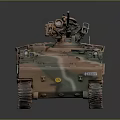 Military Camouflage Tank In Green Brown With Turret Armament And Detailed Tracks