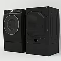 Two Black Front Loading Washing Machines Displaying Front And Back Design Structure 3d model