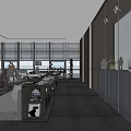 Modern Lounge Area Interior With Bookshelves Sofas Tables And Large Windows