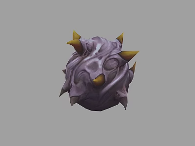 Detailed Spiked Purple and Gold Sphere Weapon 3D Model for Gaming 3d model