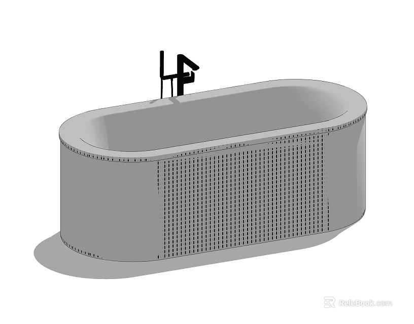 Sleek Modern Freestanding Bathtub With Perforated Side Design And Chrome Faucet For Bathroom Interior 3d model 