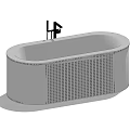 Sleek Modern Freestanding Bathtub With Perforated Side Design And Chrome Faucet For Bathroom Interior