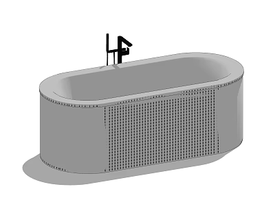 Sleek Modern Freestanding Bathtub With Perforated Side Design And Chrome Faucet For Bathroom Interior 3d model