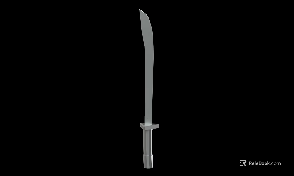 Tactical Weapon Curved Metal Blade Knife With Sharp Edge And Handle 3d model