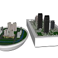 Commercial Equipment Architectural Models Featuring High Rise Buildings And Green Areas