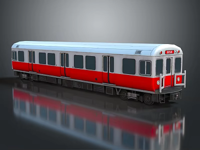 Modern Red And White Train Exterior Design With Windows And Doors 3d model