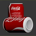 Two Red Coca-Cola Cans One Standing and One Lying on Reflective Surface 3d model