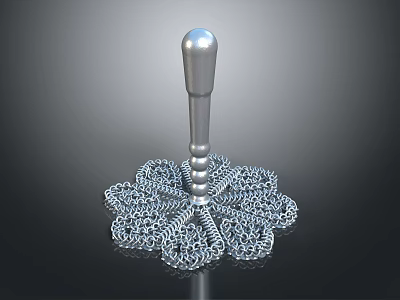 Ornate Metallic Weapon With Intricate Filigree Base And Silver Handle Design 3d model