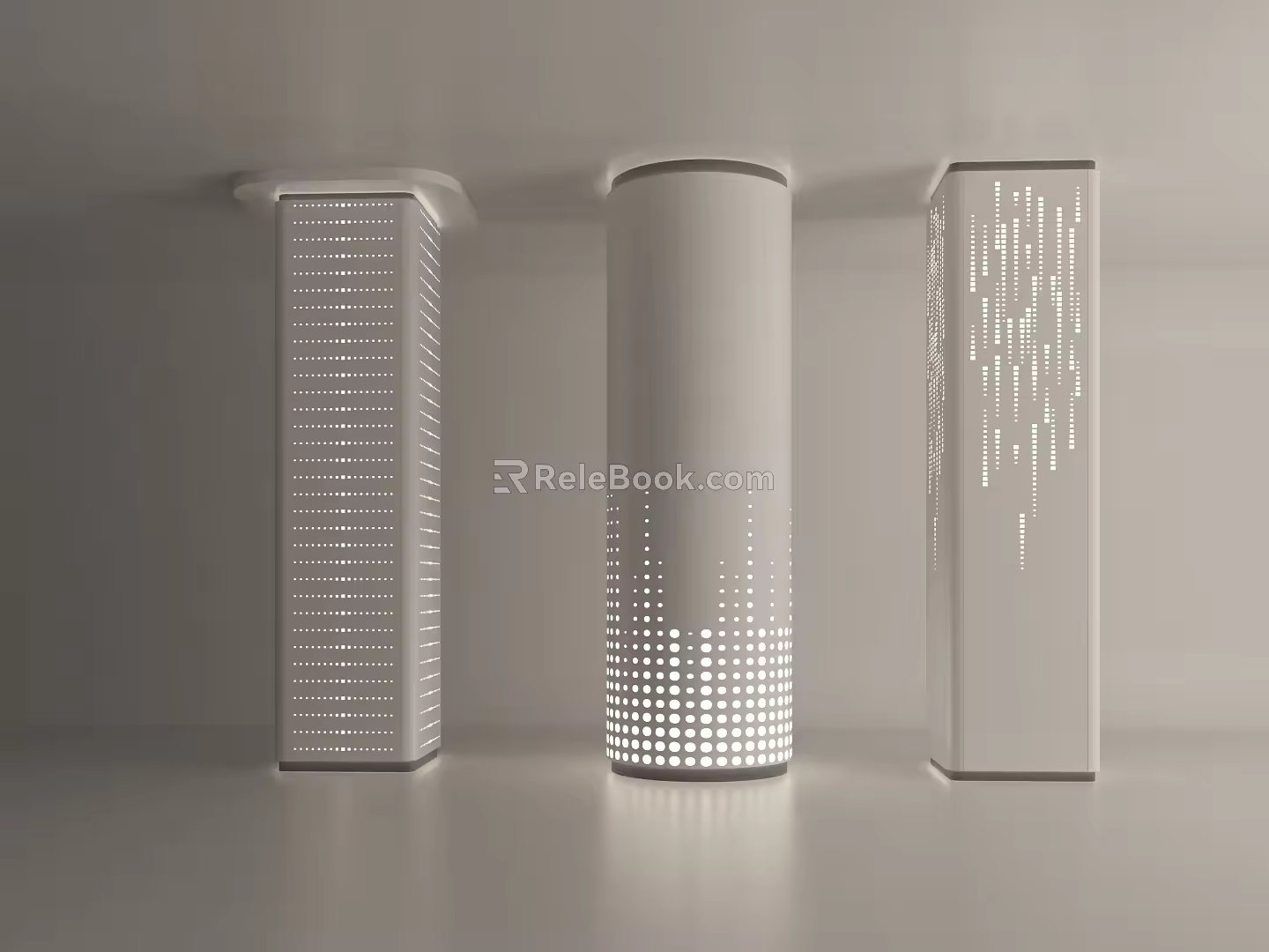 Modern pillar decorative column perforated lamp post 3d model