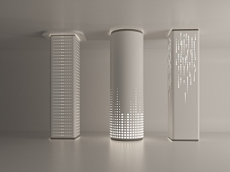 Modern pillar decorative column perforated lamp post 3d model