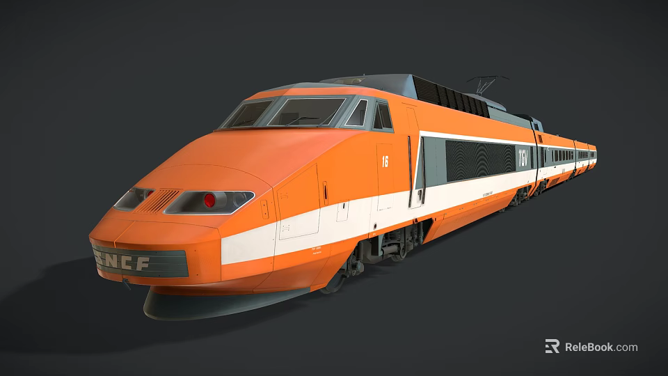 Orange And White High Speed Train With Streamlined Design And Modern Exterior 3d model 