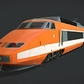 Orange And White High Speed Train With Streamlined Design And Modern Exterior 3d model