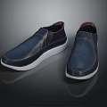 Dark Blue Leather Casual Shoes With White Sole And Stylish Comfortable Design
