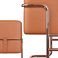 Modern Brown Leather Ottoman With Sleek Metal Frame And Stylish Design
