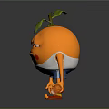 Anthropomorphic Orange Character With Sad Expression Wearing White Shirt Blue Shorts And Holding Box