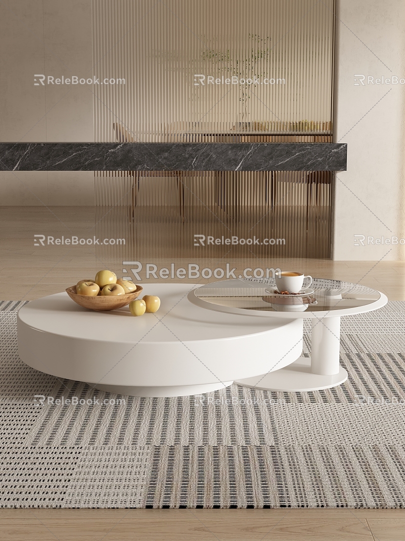 Quiet Tea Table Cream Round Tea Table 3d model