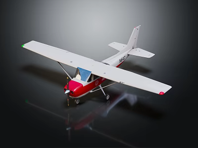 Small Red And White Model Airplane With Detailed Wings Windows And Wheels 3d model