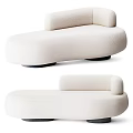 Modern Beige Multi Seat Sofa With Curved Design And Black Legs