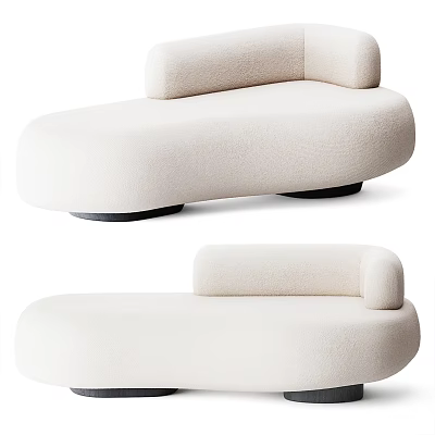 Modern Beige Multi Seat Sofa With Curved Design And Black Legs 3d model