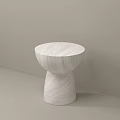 Elegant Modern White Marble Side Table With Sculptural Base And Round Top