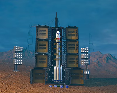 Modern rocket launch site 3d model Modern rocket launch site 3d model