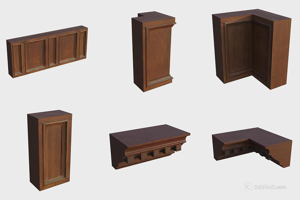 Wooden Ceiling Decorative Components With Various Shapes For Interior Design 3d model