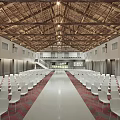 Spacious Conference Room With Wooden Ceiling And White Chairs