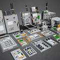 Various Types Of Modern Switch Panels With Functional Controls Digital Displays And Technical Features