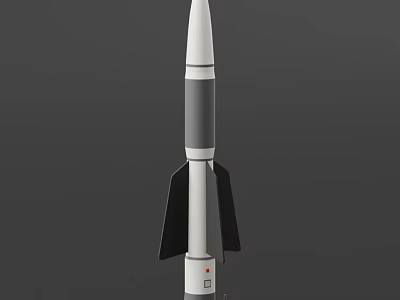 Industrial Equipment Rocket Structure Featuring White Gray Body Black Fins And Red Base 3d model