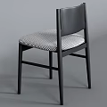 Modern Leisure Chair With Black White Wooden Frame And Checkered Fabric Seat