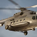 Silver Metallic Helicopter With Extended Rotors Parked On Ground And Multiple Windows