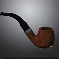 Elegant Red Wood Grain Pipe With Black Mouthpiece And Silver Band