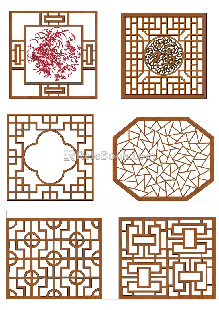 New Chinese-style openwork window 3d model