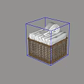 White Towels Folded And Rolled In Wicker Basket For Bathroom Storage