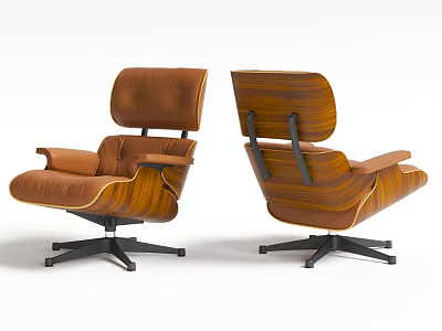 Modern Single Sofa with Wooden Frame Leather Upholstery and Swivel Base 3d model