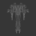Futuristic Interstellar Spaceship With Detailed Structure Dark Metallic Body And Orange White Accents