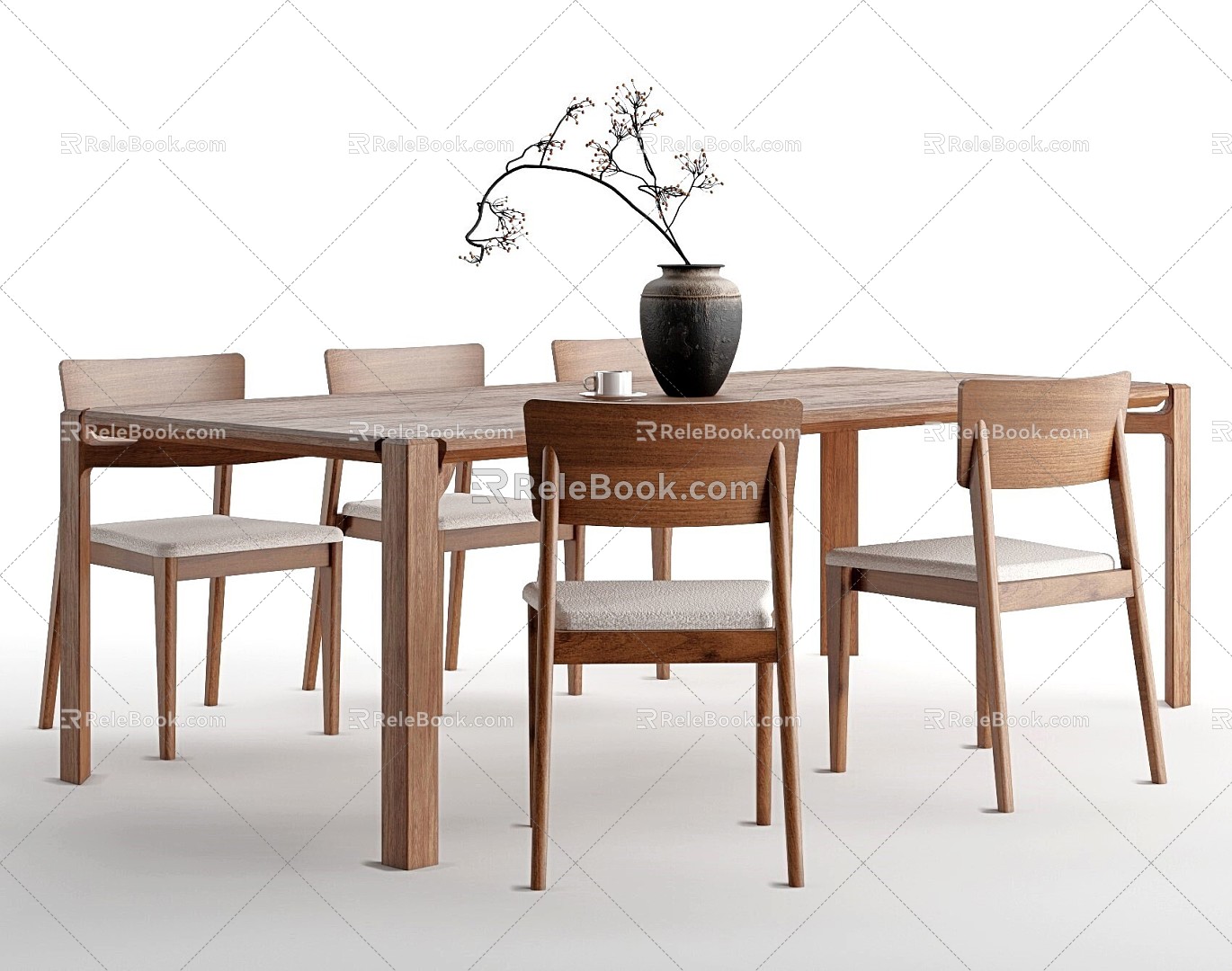 Quiet Wind Dining Table and Chair Combination Bar Dining Table and Chair Ornaments 3d model