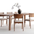 Quiet Wind Dining Table and Chair Combination Bar Dining Table and Chair Ornaments 3d model