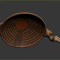 Decorative Handcrafted Wooden Furniture Bowl With Traditional Orange Red Patterns And Handle