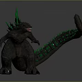 Fierce Monster Creature With Gray Skin Green Spikes Long Tail And Open Mouth