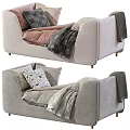 Light Gray Sofa With Cozy Cushions And Soft Blankets In Modern Design 3d model