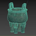 Ancient Chinese Bronze Ding Tripod With Three Legs And Two Handles