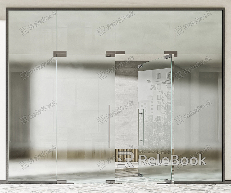 Modern double door glass door for office model