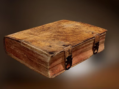 Ancient Leather Bound Book With Vintage Cover And Metal Clasps 3d model